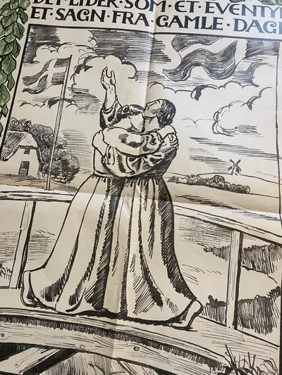 Ekstremt sjælden original valgplakat fra Genforeningen i 1920