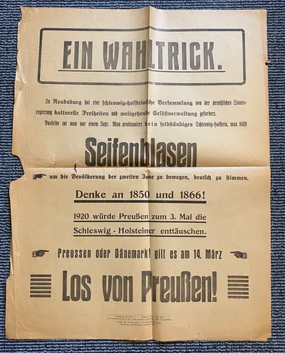 Ekstremt sjælden original Valgplakat fra genforeningen i 1920