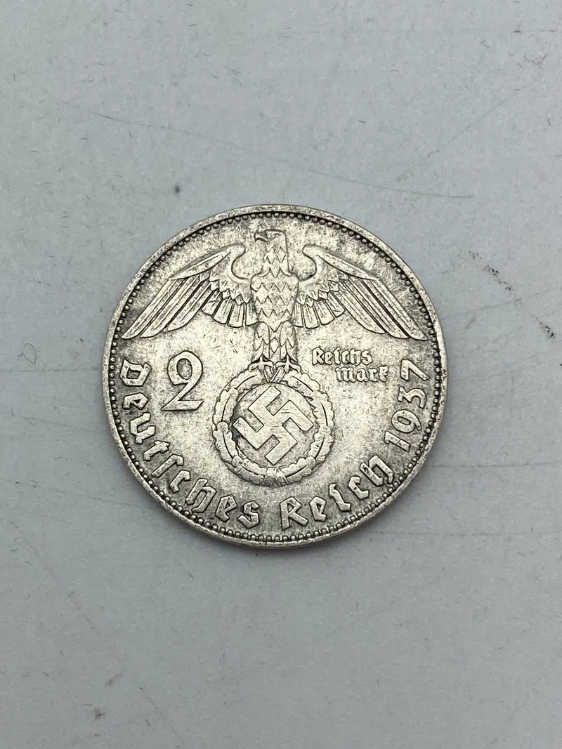 Original 2 Reichmark af sølv fra 1937