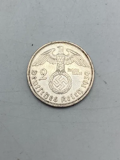 Original 2 Reichmark af sølv fra 1939