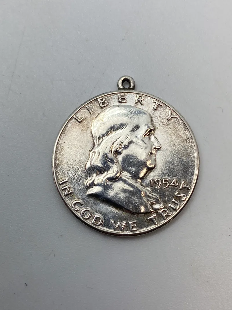 Original Half dollar af sølv - omdannet til halskæde