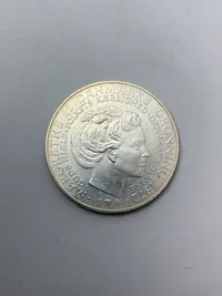 Original dansk jubilæumsmønt af sølv - tronskiftet i mellem Kong Frederik IX & Margrethe II