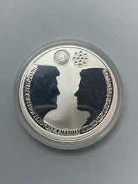 Original hollandsk 10 euro Bryllupsmedaille Willem-Alexander og Maxima. Finsølvindhold 16,4 gr.
