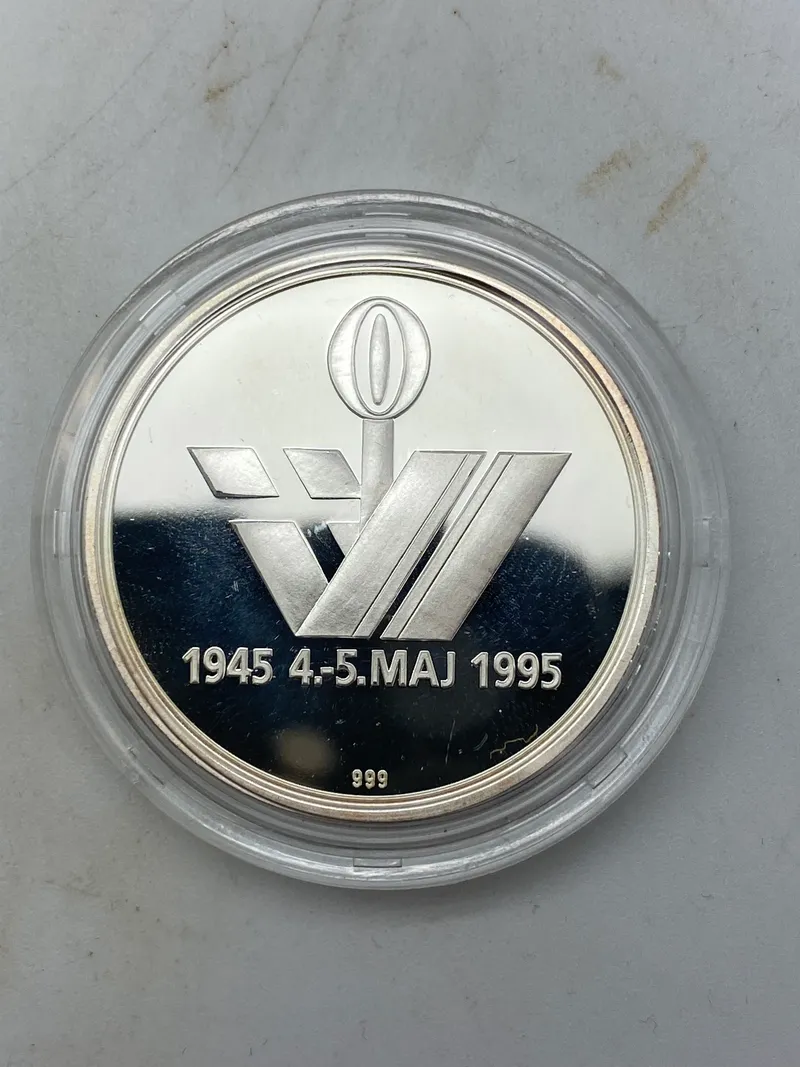 Original sølvmedalje 1945-4-5 maj-1995 (1 Ounce)