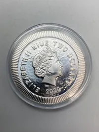 Original 2 dollar sølvmønt - one Ounce fine silver