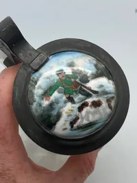 Originalt ølkrus med jæger motiv