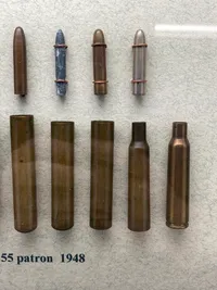 HA/Hærens Ammunitionsarsenal. Trækstadier i fremstillingen af dansk 6,5 x 55 patron M 1948 og projektil