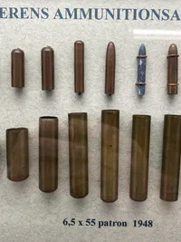 HA/Hærens Ammunitionsarsenal. Trækstadier i fremstillingen af dansk 6,5 x 55 patron M 1948 og projektil