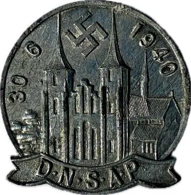 Ekstremt sjældent originalt DNSAP-hæderstegn for deltagelse i Roskilde-slaget d. 30. juni 1940