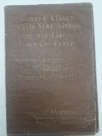 Original billet pung med bl.a. navnet White Star Line. Bemærk Flensburg mærkaterne som sidder i