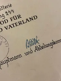 Originalt sjældent dokument på på falden tysk officer - faldet i Beljajewo (Kursk)