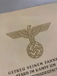 Originalt sjældent dokument på på falden tysk officer - faldet i Beljajewo (Kursk)