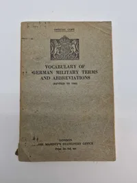 Originalt hæfte - Vocabulary of german Military terms and abbreviations 1942