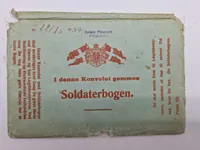 Original dansk soldater bog med omslag for Flyversoldat Karup 1939 med ID disk