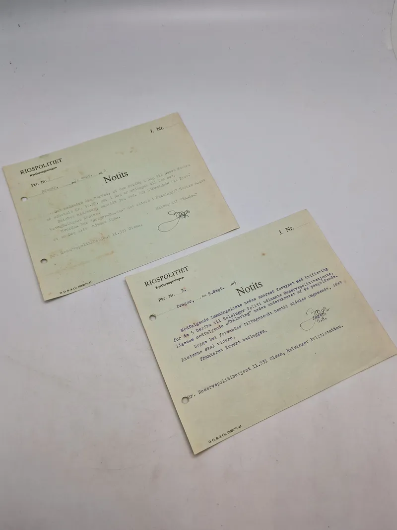 Notitser fra Reservepolitiet WW2