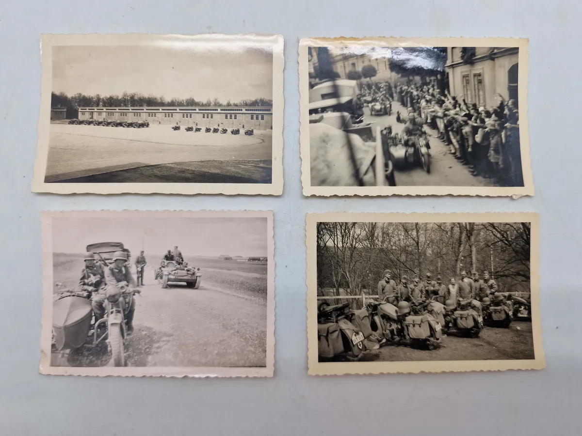Originale fotos af Tyske soldater WW2 på motorcykler