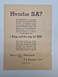 Sjælden original dansk SA flyer