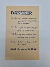 Sjælden original dansk SA indmeldelse blanket