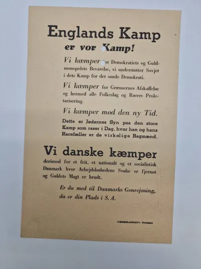 Sjælden original dansk SA blanket
