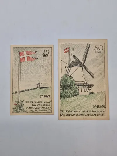 Sæt originale danske “nødsedler” - Dybbøl