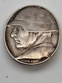 Original Switzerland WW1 National Donation Badge for the Support of the Soldiers Families by Frei Silver 800