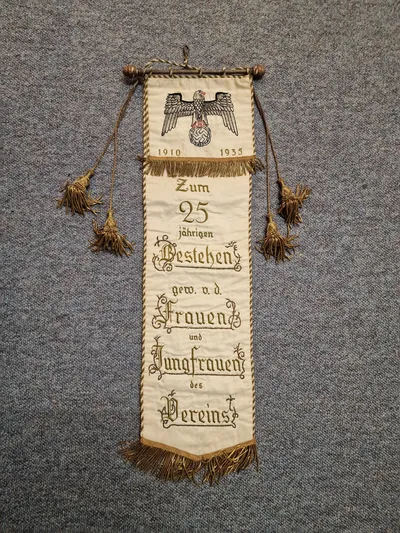 Originalt tysk ww2 banner af stof