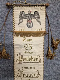 Originalt tysk ww2 banner af stof