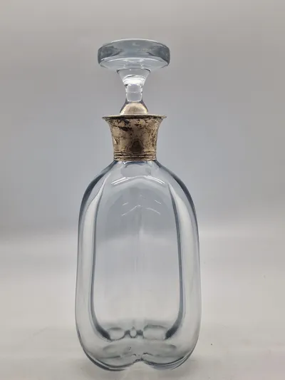 Original dansk Holmegaard karaffel, sølvmonteret