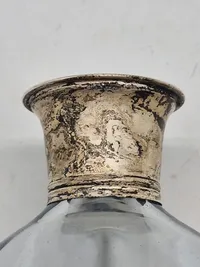 Original dansk Holmegaard karaffel, sølvmonteret