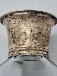 Original dansk Holmegaard karaffel, sølvmonteret