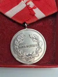 Original fortjenst medalje af sterlingsølv med æske - Frederik IX
