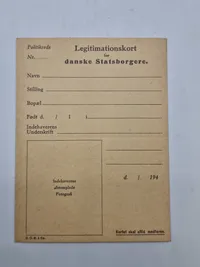 Originalt ubrugt id kort fra ww2 - anvendt af modstandsbevægelsen til forfalskninger