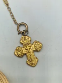 Originalt dobbeltkapslet lommeur af 14 karat guld - jubilæumsgave fra Brandts klædefabrik i Odense vægt inklusiv forgyldt kæde 107,2 gram