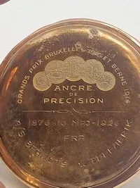 Originalt dobbeltkapslet lommeur af 14 karat guld - jubilæumsgave fra Brandts klædefabrik i Odense vægt inklusiv forgyldt kæde 107,2 gram