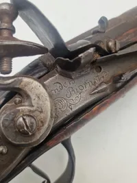 Original norsk flintepistol fremstillet af Anders Biørnstad. Skæftet er af birketræ - ca år 1780
