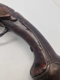 Original norsk flintepistol fremstillet af Anders Biørnstad. Skæftet er af birketræ - ca år 1780