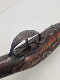 Original norsk flintepistol fremstillet af Anders Biørnstad. Skæftet er af birketræ - ca år 1780