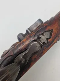 Original norsk flintepistol fremstillet af Anders Biørnstad. Skæftet er af birketræ - ca år 1780
