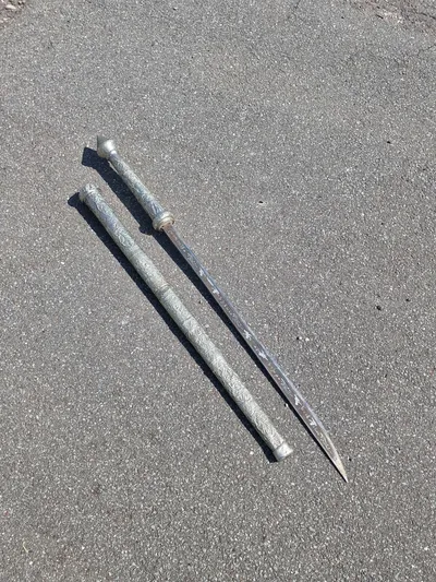 Original sølvmonteret Burmese dha sword