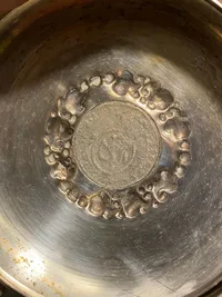 Præmiekrus med indlagt Mark mønt fra 1500 tallet - mønt original???