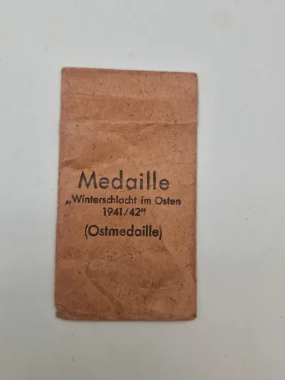 Original tildelingspose til østfrontmedaljen - ww2