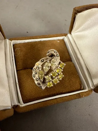 Original sterling sølvring med sten