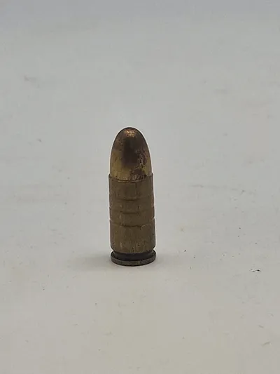Original Dansk 9mm eksercerpatron M/1941, fremstillet i dk efter krigen af afskudte hylstre