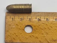 Original Dansk 9mm eksercerpatron M/1941, fremstillet i dk efter krigen af afskudte hylstre