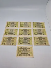 Samling originale ti millioner Mark sedler
