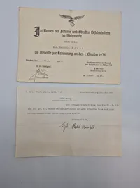 Originale Luftwaffe urkunder - ww2 1 Oktober 1938 medaljen