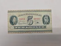 Original dansk 5 krone seddel