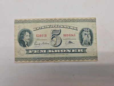 Original dansk 5 krone seddel