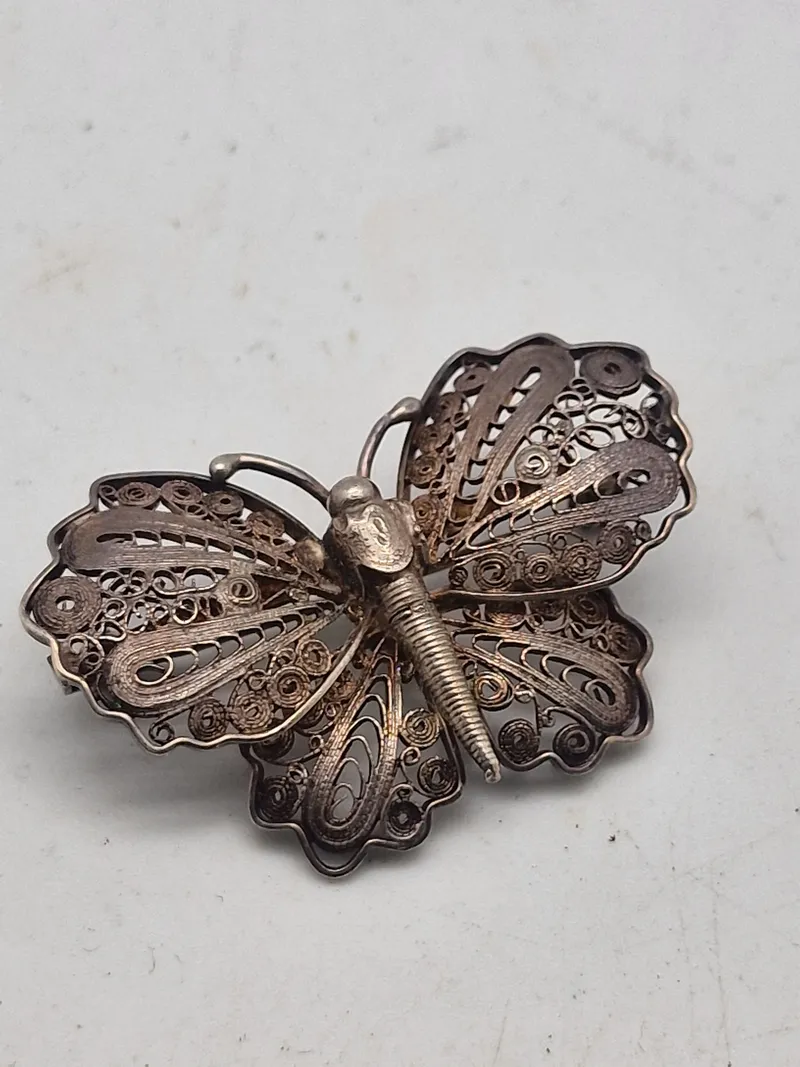 Original filigran sommerfuglebroche. 925 stemplet