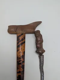 Child Indonesian Keris Dagger with Carved Figural Hardwood Hilt